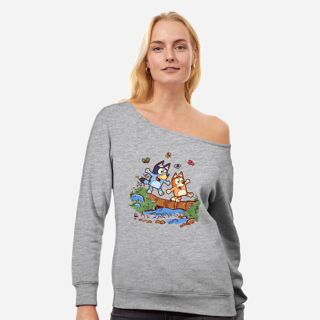 Walking Down The Stream-Womens-Off Shoulder-Sweatshirt-Xentee