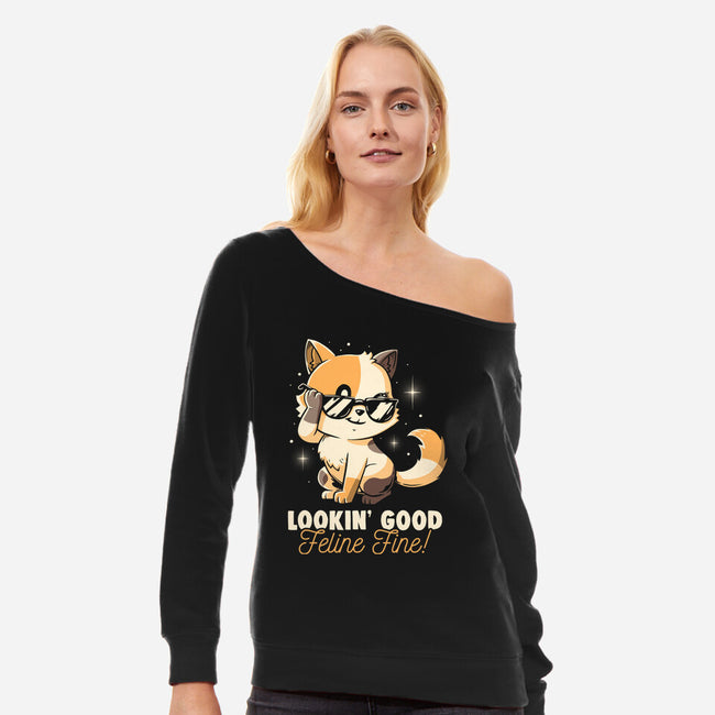 Feline Fine-Womens-Off Shoulder-Sweatshirt-koalastudio