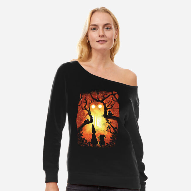 Enchanted Forest-Womens-Off Shoulder-Sweatshirt-dalethesk8er