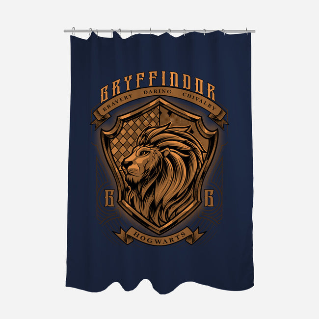 Orange Lion Emblem-None-Polyester-Shower Curtain-Astrobot Invention