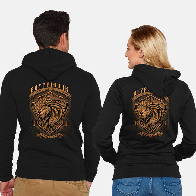 Orange Lion Emblem-Unisex-Zip-Up-Sweatshirt-Astrobot Invention