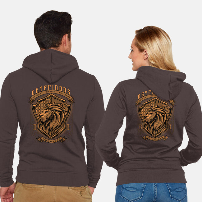 Orange Lion Emblem-Unisex-Zip-Up-Sweatshirt-Astrobot Invention