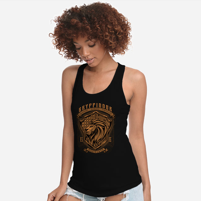 Orange Lion Emblem-Womens-Racerback-Tank-Astrobot Invention