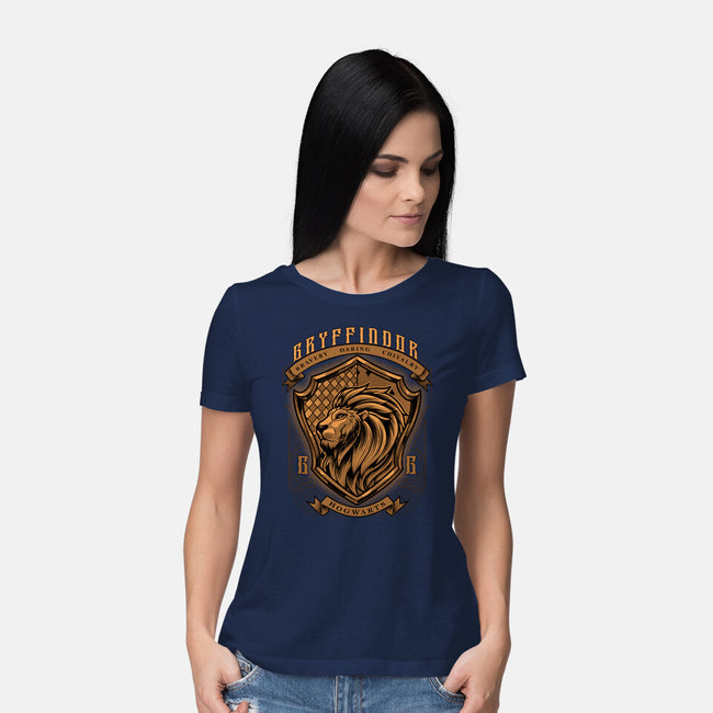 Orange Lion Emblem-Womens-Basic-Tee-Astrobot Invention