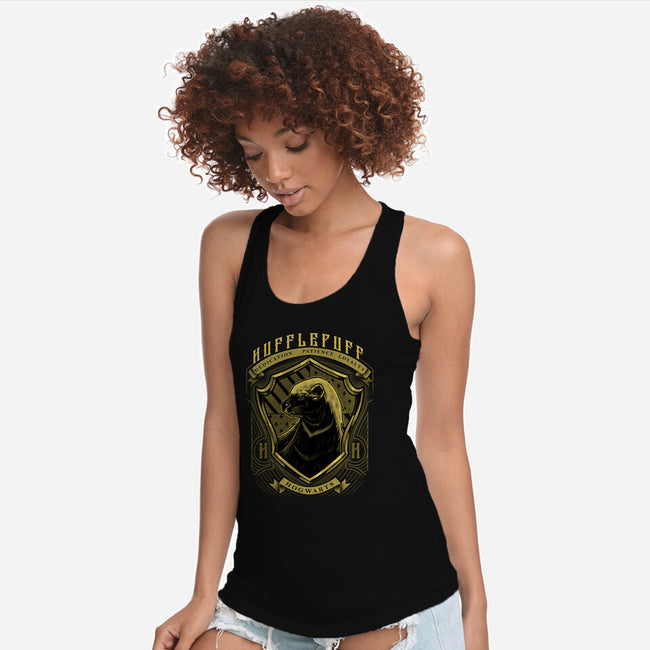 Yellow Badger Emblem-Womens-Racerback-Tank-Astrobot Invention