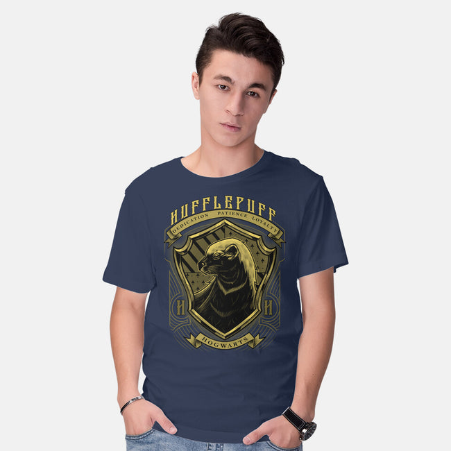 Yellow Badger Emblem-Mens-Basic-Tee-Astrobot Invention