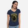 Yellow Badger Emblem-Womens-V-Neck-Tee-Astrobot Invention