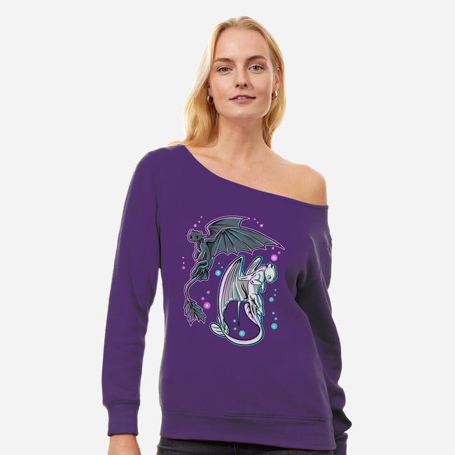 Couple Of Dragons-Womens-Off Shoulder-Sweatshirt-nickzzarto