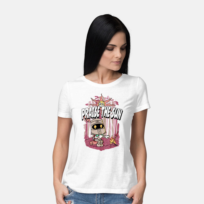 Praise The Sun Retro-Womens-Basic-Tee-Donnie