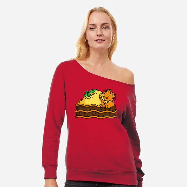 Lasagnap-Womens-Off Shoulder-Sweatshirt-Raffiti