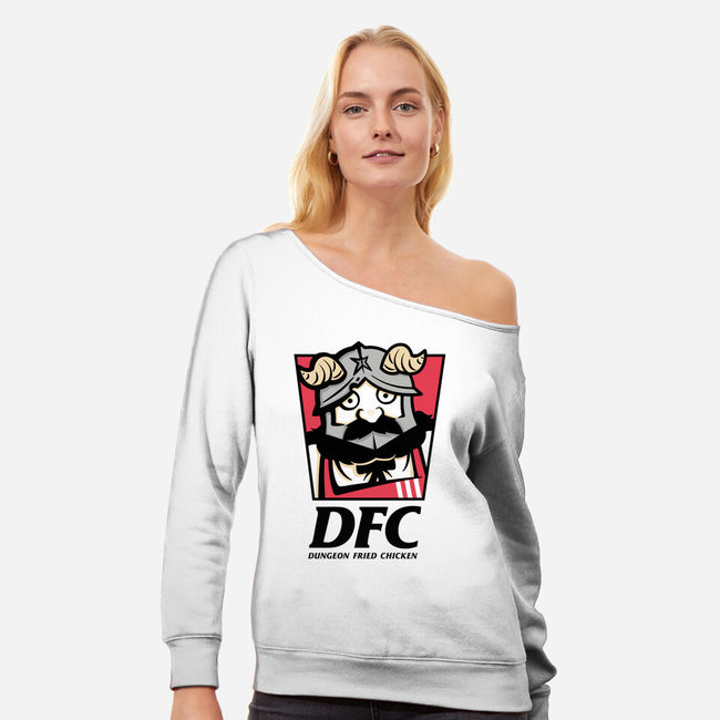 Dungeon Fried Chicken-Womens-Off Shoulder-Sweatshirt-Eilex Design