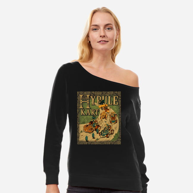 Hyrule Kart-Womens-Off Shoulder-Sweatshirt-Adrian Filmore