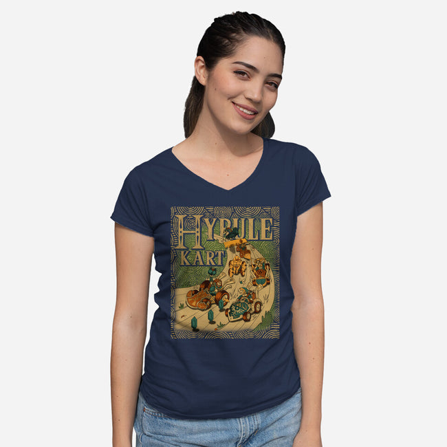 Hyrule Kart-Womens-V-Neck-Tee-Adrian Filmore