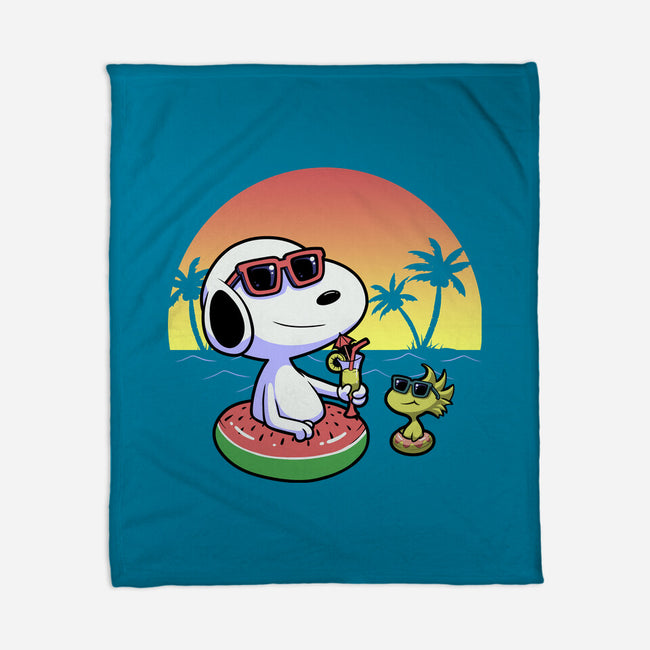 Beagle Summer Time-None-Fleece-Blanket-Astrobot Invention