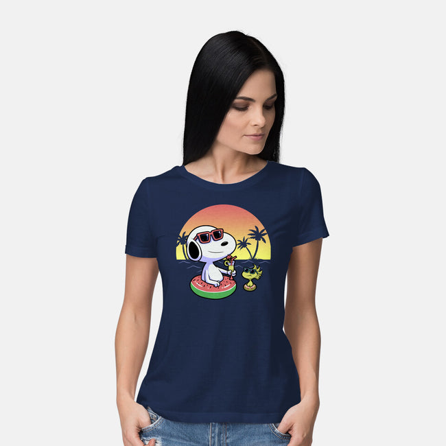 Beagle Summer Time-Womens-Basic-Tee-Astrobot Invention