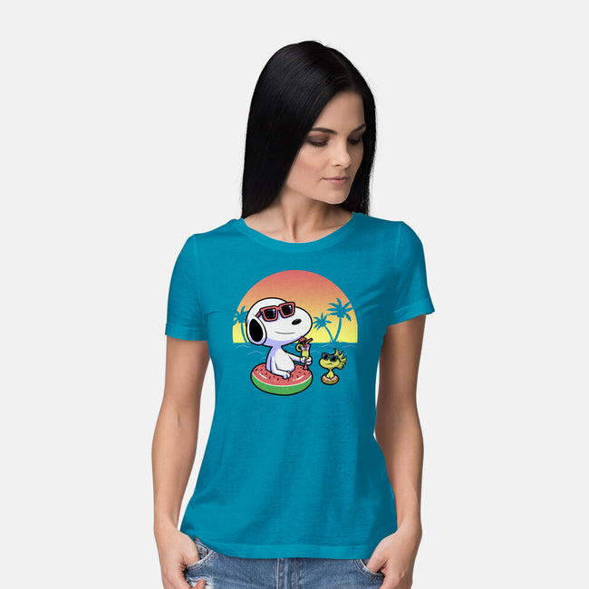 Beagle Summer Time-Womens-Basic-Tee-Astrobot Invention