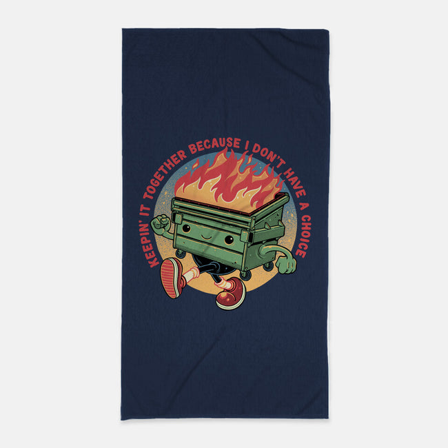 Flaming Dumpster-None-Beach-Towel-glitchygorilla