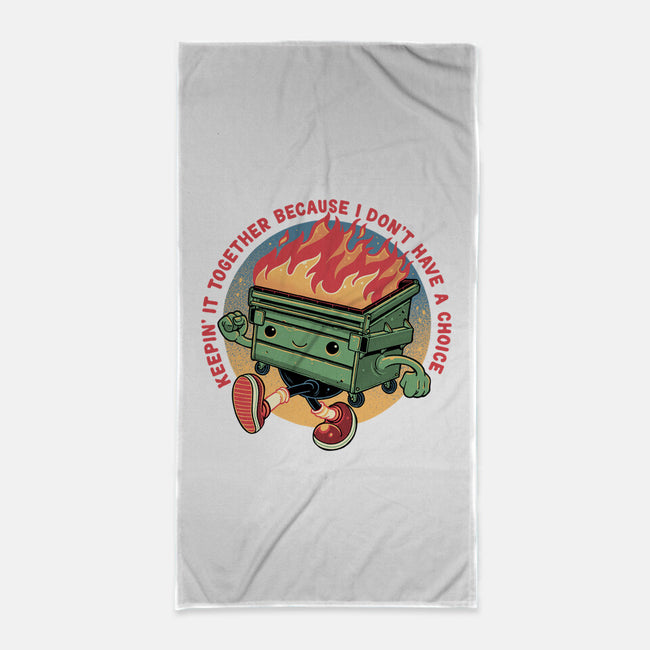 Flaming Dumpster-None-Beach-Towel-glitchygorilla