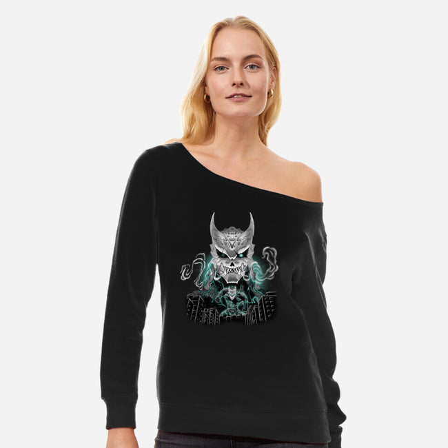 Kaiju No 8-Womens-Off Shoulder-Sweatshirt-Afire