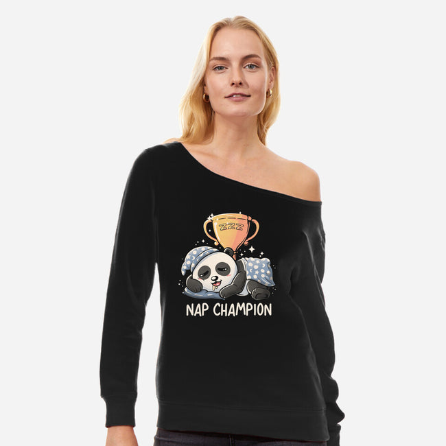 Nap Champion-Womens-Off Shoulder-Sweatshirt-koalastudio