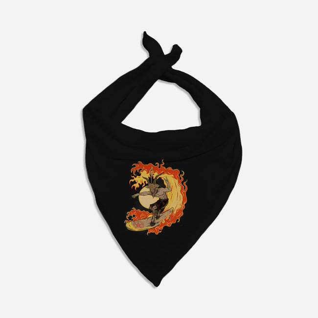 Surfing With The Devil-Cat-Bandana-Pet Collar-Green Devil