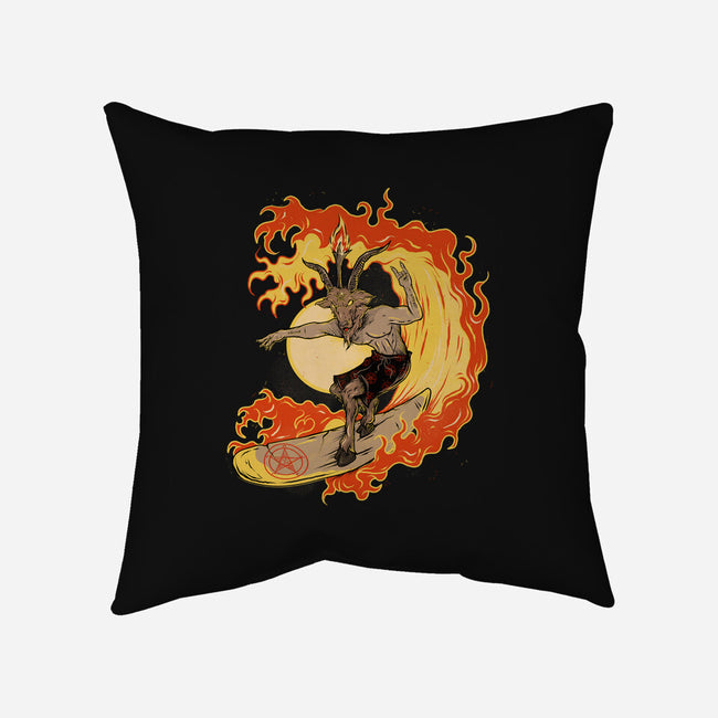 Surfing With The Devil-None-Removable Cover-Throw Pillow-Green Devil