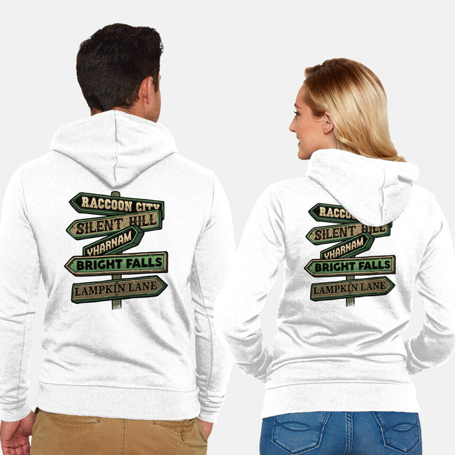 Spooky Towns-Unisex-Zip-Up-Sweatshirt-glitchygorilla