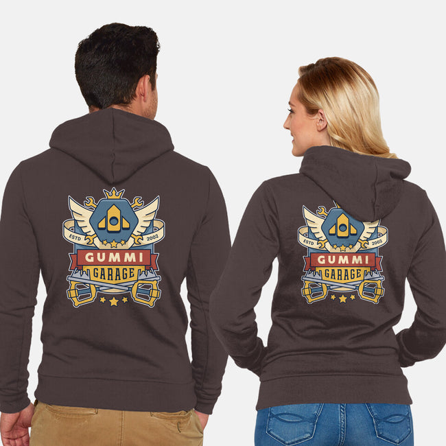 The Gummi Garage Emblem-Unisex-Zip-Up-Sweatshirt-LAGELANTEE