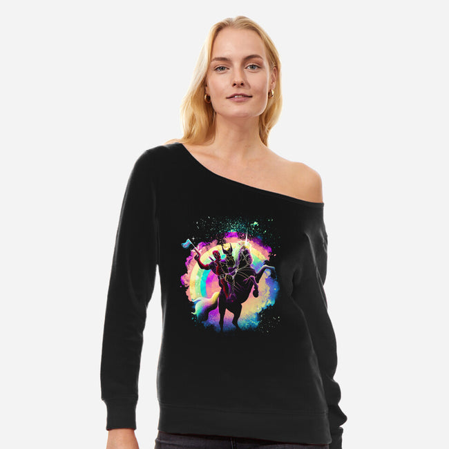 Merc Unicorn-Womens-Off Shoulder-Sweatshirt-Donnie