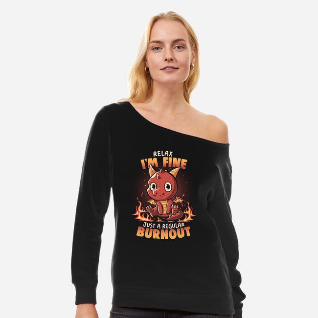 Burnout Dragon-Womens-Off Shoulder-Sweatshirt-koalastudio