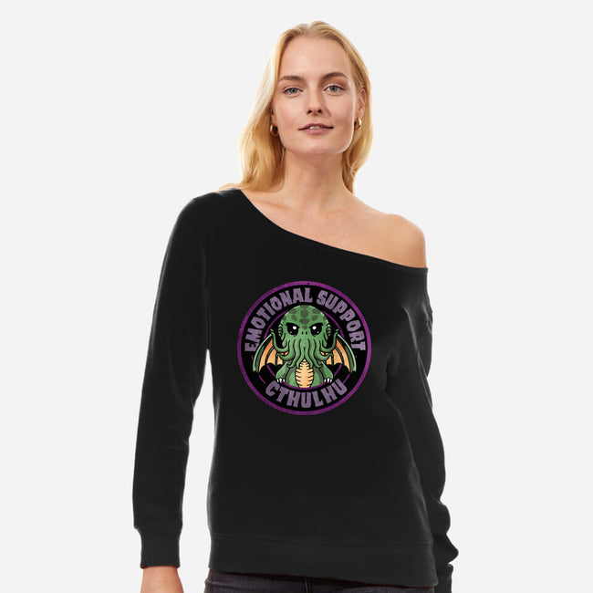 Emotional Support Cthulhu-Womens-Off Shoulder-Sweatshirt-fanfreak1