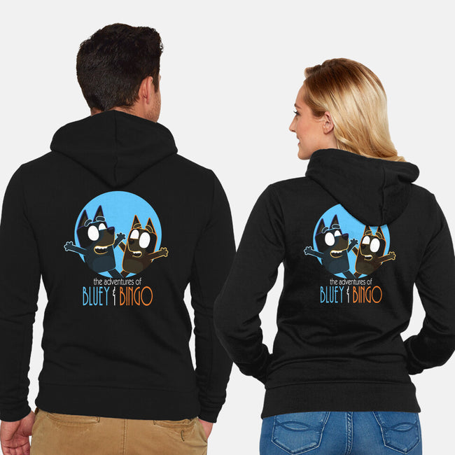 The Adventures Of Bluey And Bingo-Unisex-Zip-Up-Sweatshirt-jasesa