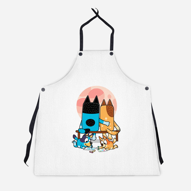 Heelers Gazing At The Moon-Unisex-Kitchen-Apron-jasesa