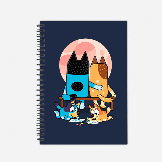 Heelers Gazing At The Moon-None-Dot Grid-Notebook-jasesa