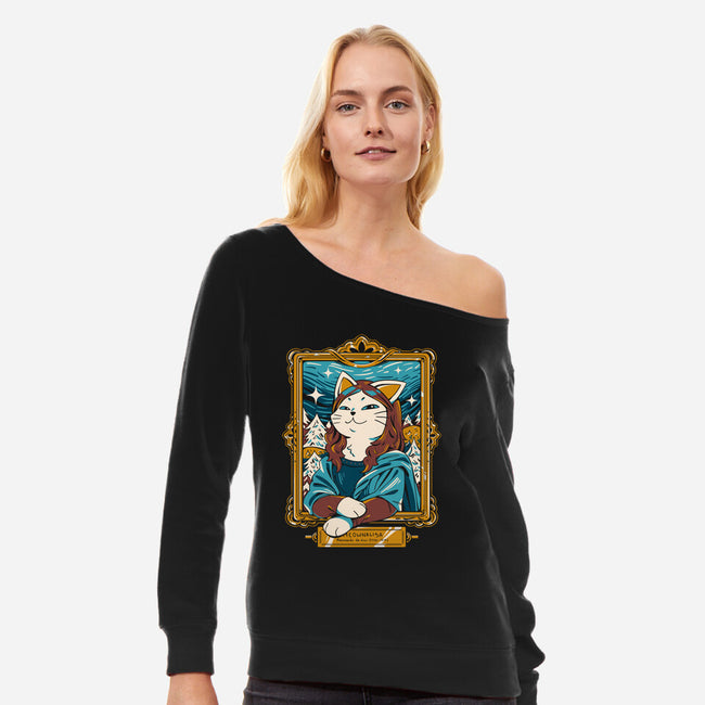 Meownalisa-Womens-Off Shoulder-Sweatshirt-yumie