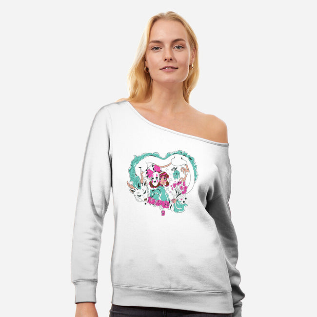 Nothing That Happens Is Ever Forgotten-Womens-Off Shoulder-Sweatshirt-yumie