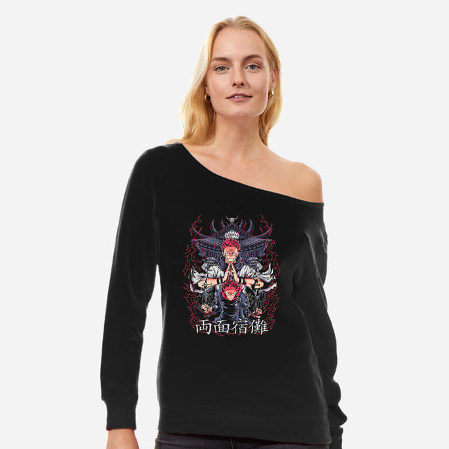 Sorcerer King Of Curses-Womens-Off Shoulder-Sweatshirt-Diego Oliver