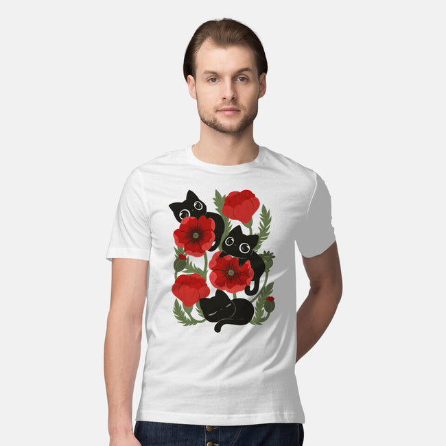 Poppies And Black Kitties-Mens-Premium-Tee-ricolaa