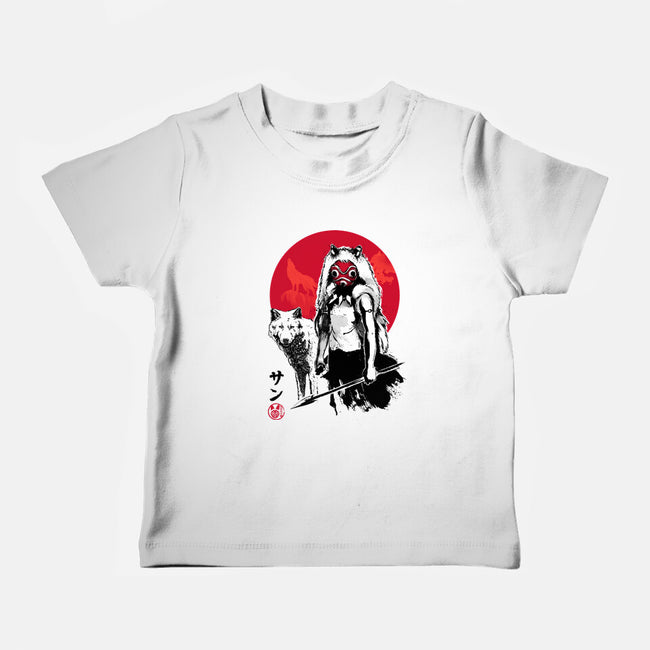 Wolf Girl Sumi-e-baby basic tee-DrMonekers