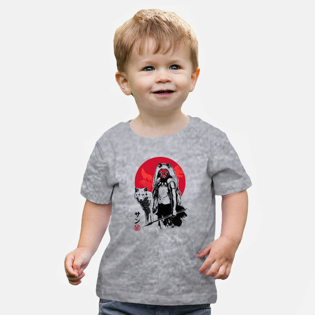 Wolf Girl Sumi-e-baby basic tee-DrMonekers