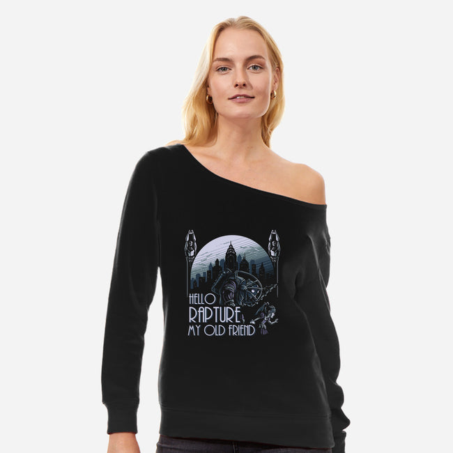 Hello Rapture-womens off shoulder sweatshirt-daobiwan