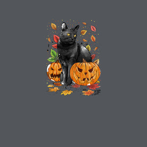 Cat Leaves and Pumpkins