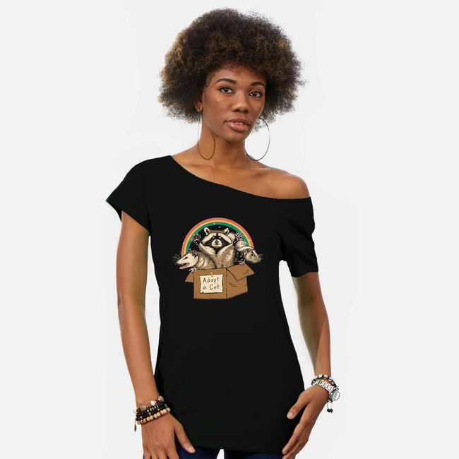 Adopt Forbidden Cats-womens off shoulder tee-vp021