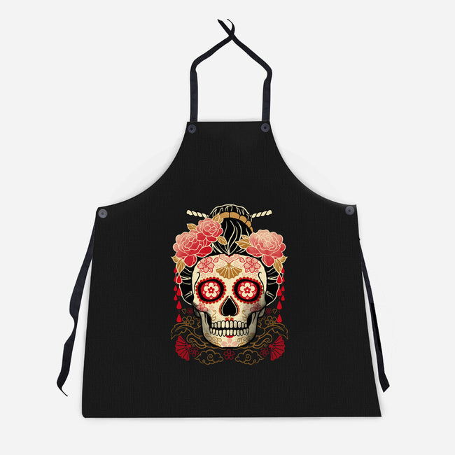 Geisha Calavera-unisex kitchen apron-NemiMakeit