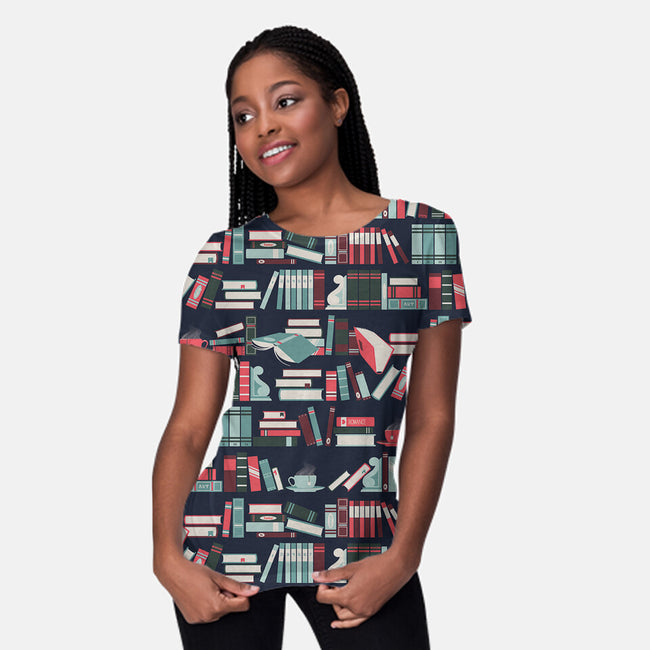 Book Nook-womens all over print crew neck tee-Kat_Haynes