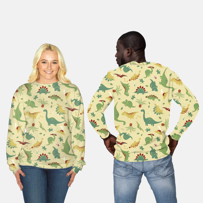 Prehistoric-unisex all over print crew neck sweatshirt-Kat_Haynes