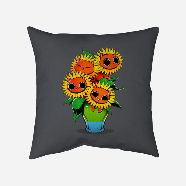 Sunflower Cat-none removable cover throw pillow-tobefonseca