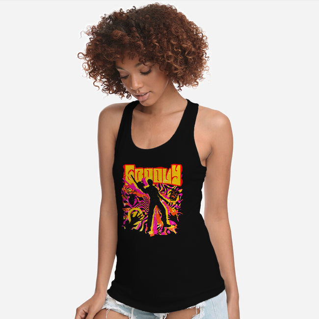 Stay Groovy Stay Evil-womens racerback tank-rocketman_art