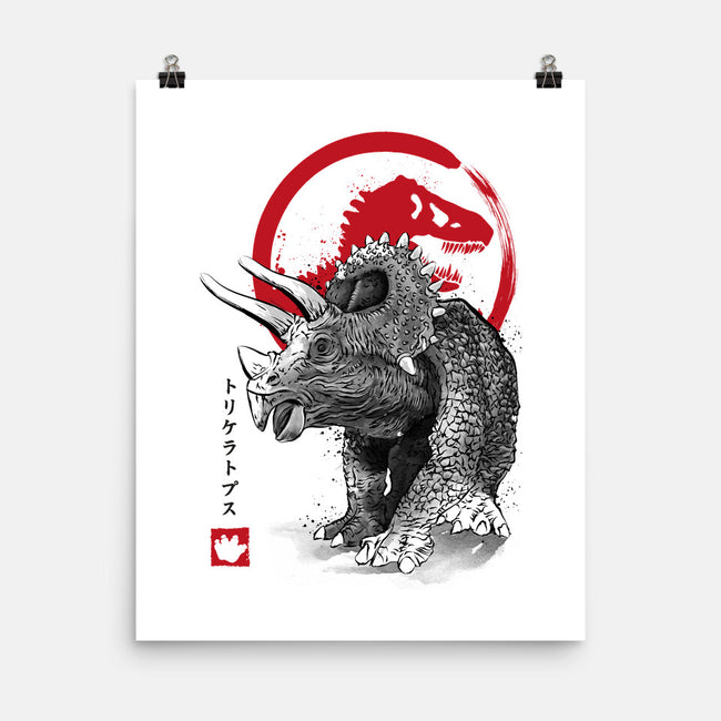 Triceratops Sumi-E-none matte poster-DrMonekers