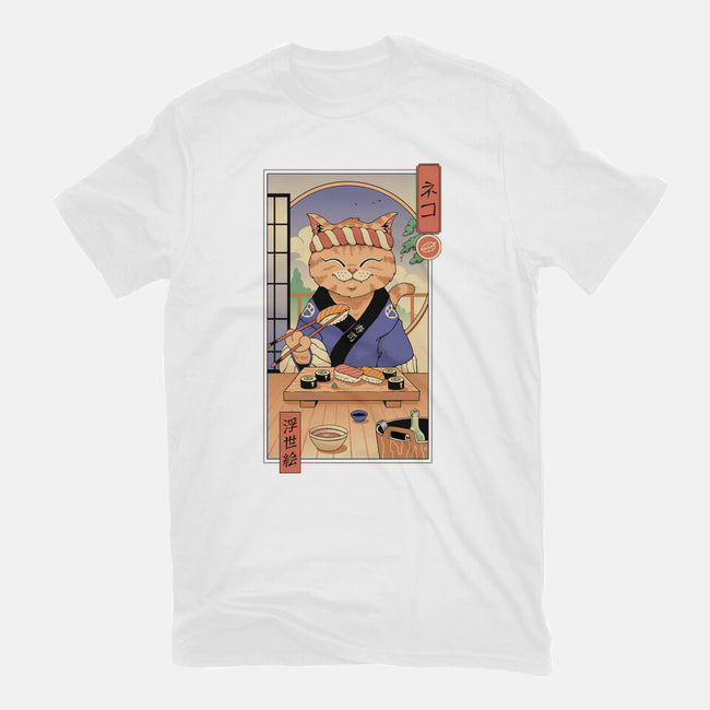 Sushi Cat In Edo-mens premium tee-vp021